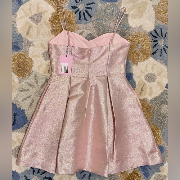 NWT Avec Les Filles Pleated Fit & Flare Mini Skater Mini Dress Simmer Pink - Picture 7 of 9